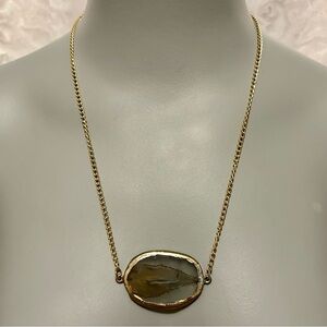 Minimalist Sliced Agate Pendant With Gold-tone Chain, 23.75 Inches